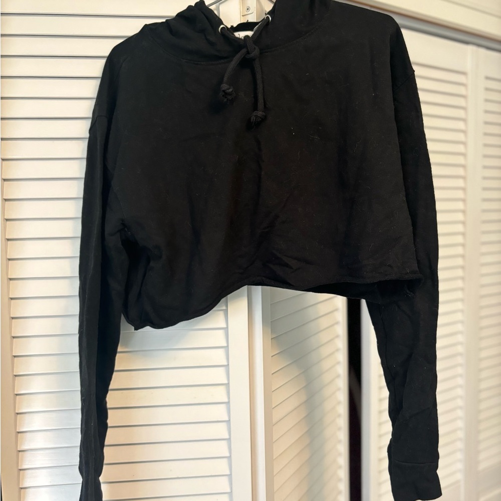 Black Cropped Hoodie